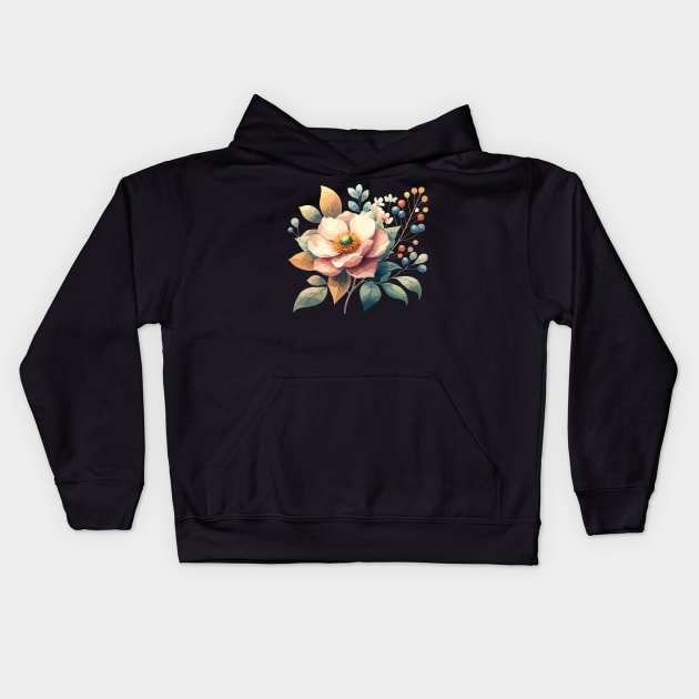 Retro Floral Bloom Kids Hoodie by Siha Arts